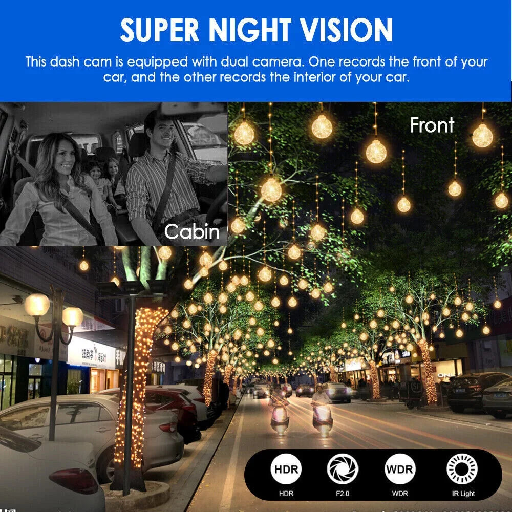Recorder Lens JahyShow Inside DVR G-Sensor Video Front w/ 1080P Dash Cam Car Camera Dual