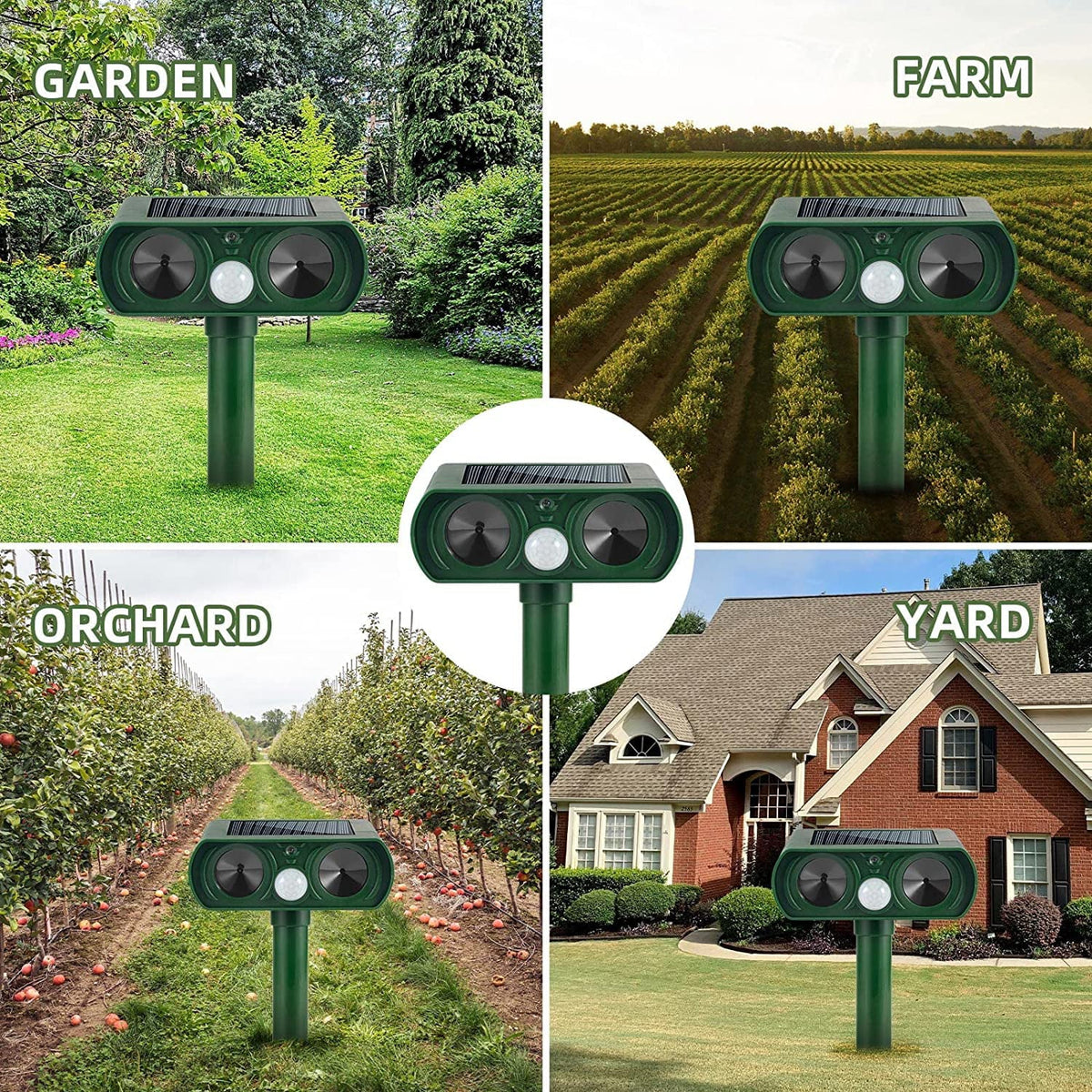 PIR Waterproof Sensor Pest Pack Away Animal Flashing Cat Outdoor Dog Repellent Animal Raccoon & Mouse Repeller Deer Ultrasonic Repeller Fox 2 Lights with Solar Keep to Deterrent Animal