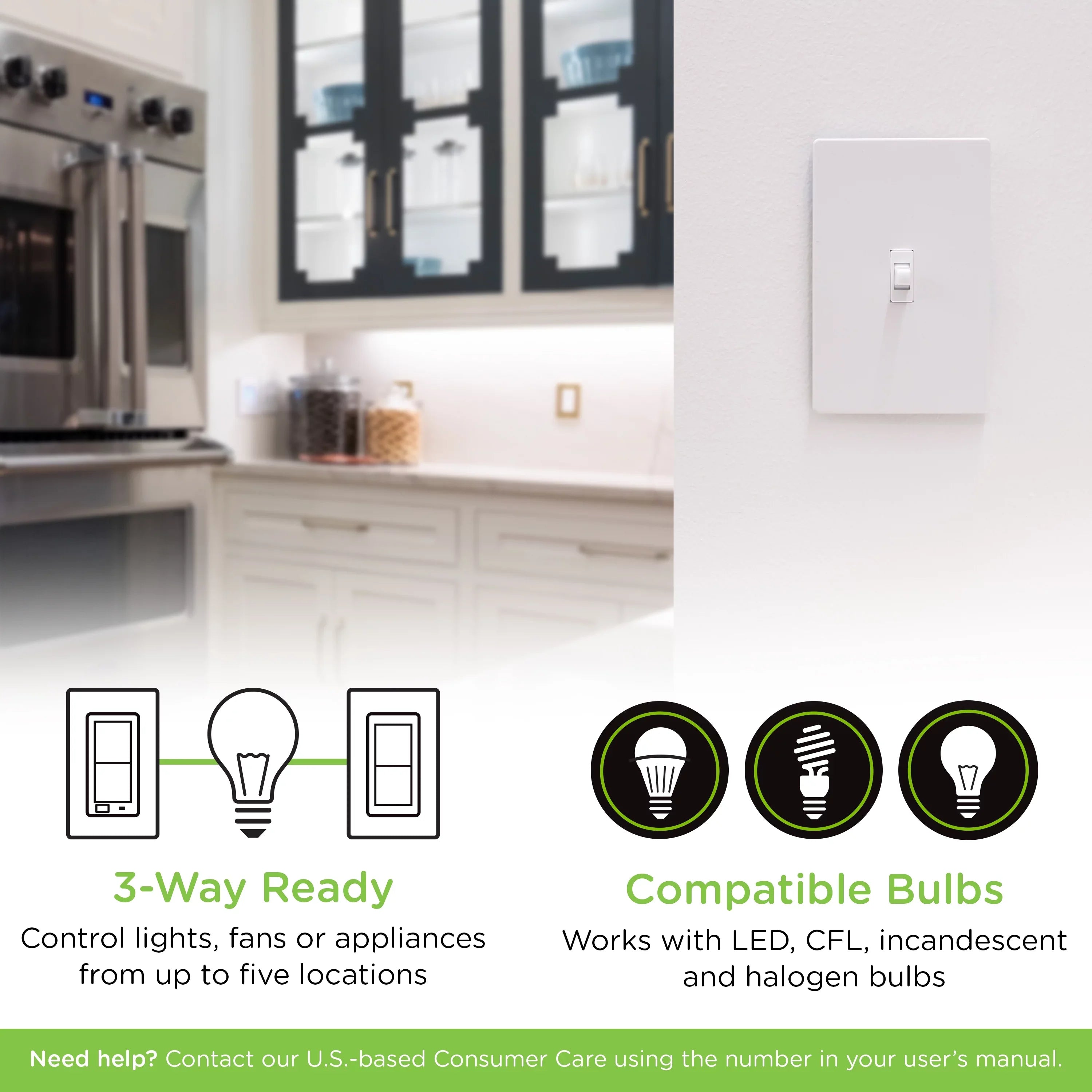 Toggle White Smart Light Z-Wave Required, 46202, Z-Wave Hub Enbrighten Switch, Plus