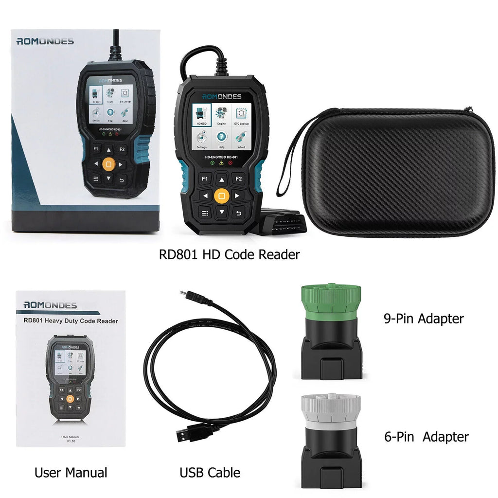Diesel OBD2 Truck Scanner Heavy Diagnostic Scanner Truck Code RD801 Duty Tool Reader Romondes