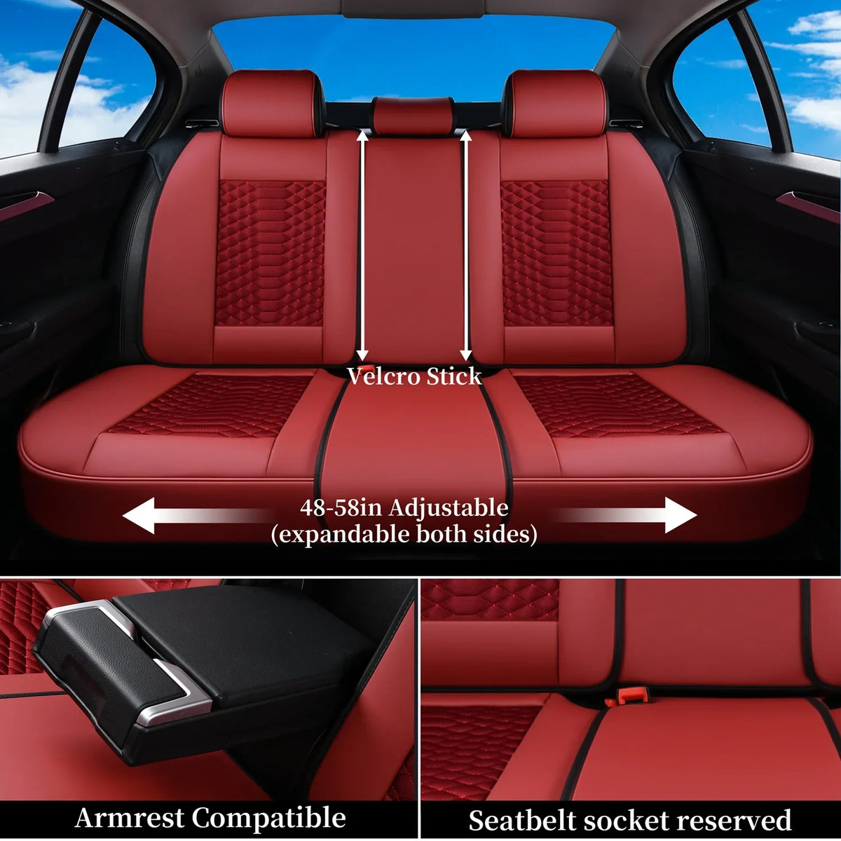 Most Seats Pickup SUV Seat Covers 5 Breathable Leather Coverado Fit Front Set Seat Sedans Full Red Car Car Women, Back & Auto for Trucks Universal Fabric Protectors, Interior