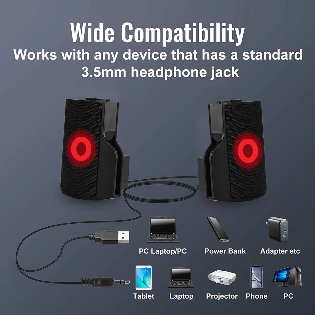 Mini Speakers Laptop External Computer USB Sound Soundbar Tablet Stereo Clip-on