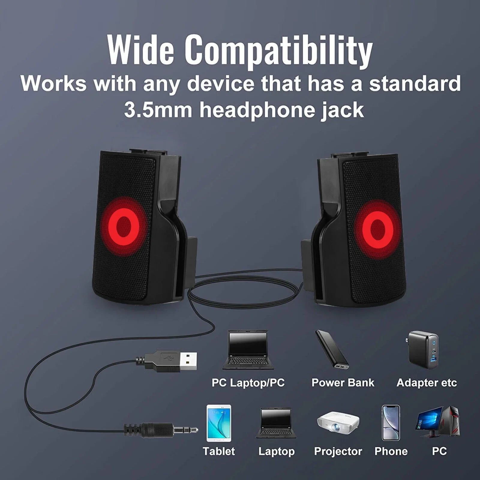 Mini Speakers Laptop External Computer USB Sound Soundbar Tablet Stereo Clip-on