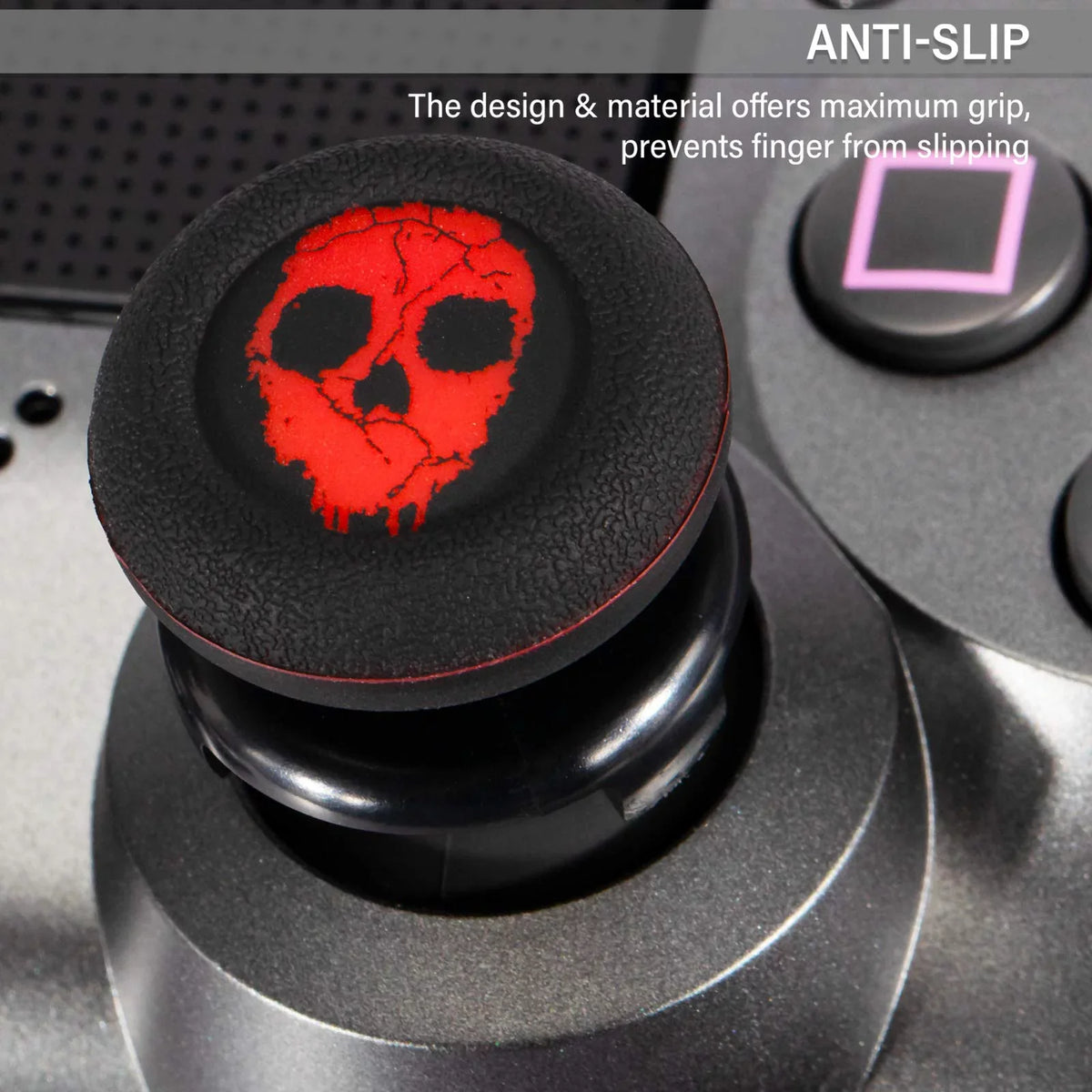 Rubber Printing Silicone PS5 for Thumbstick & & Playrealm Cover Sets Dualsenese (Ghost Controller Extender 2 FPS Red) Grip PS4