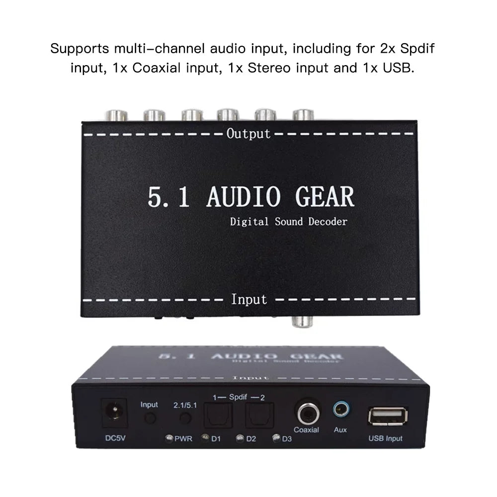 AC-3 Converter Dolby Walmeck Audio Output Digital Decoder 5.1 Digital Audio Audio Gear Replacement Sound 3.5mm Plug for NK-A6L
