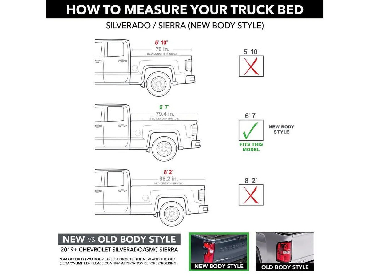Compatible 80131 tailgate Cover Bed 2019 RealTruck BAK Rolling MultiPro/Flex w/ Chevy/GMC Bed Silverado/Sierra, | with Revolver by Truck | works 7" 2023 - 6' X4s Tonneau Hard (79.4")