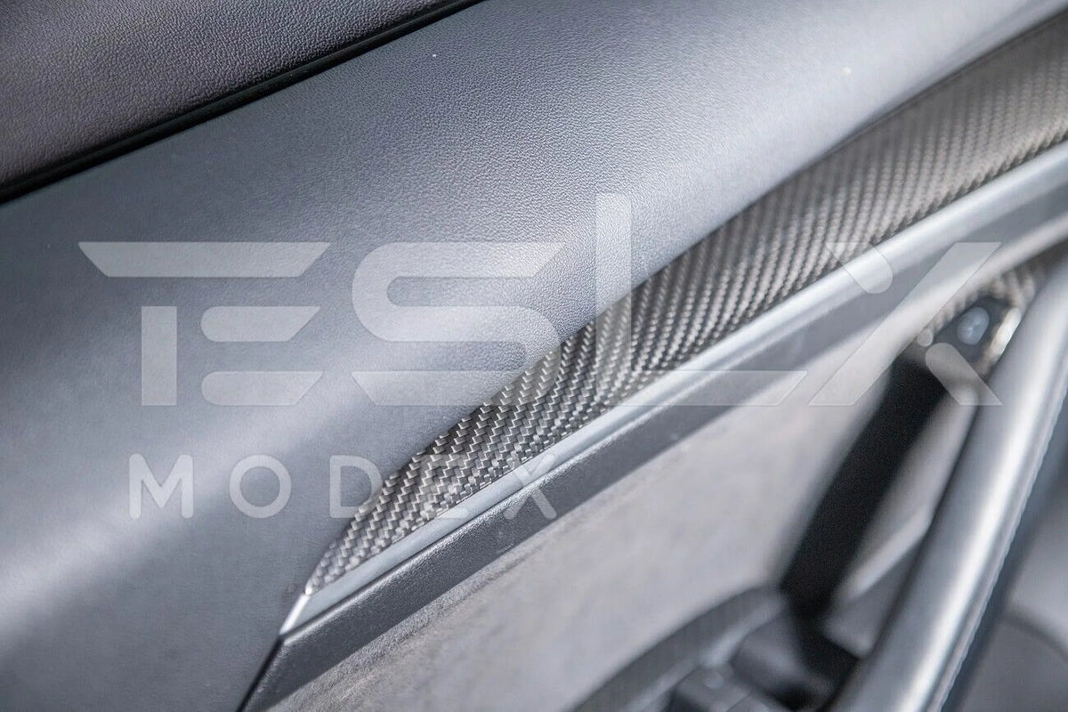 Model 2020-2023 Cover Interior Pair Y CARBON Style Replacement Front Model 3 Trim Factory Panel FIBER & 2020-Up Door For TESLA