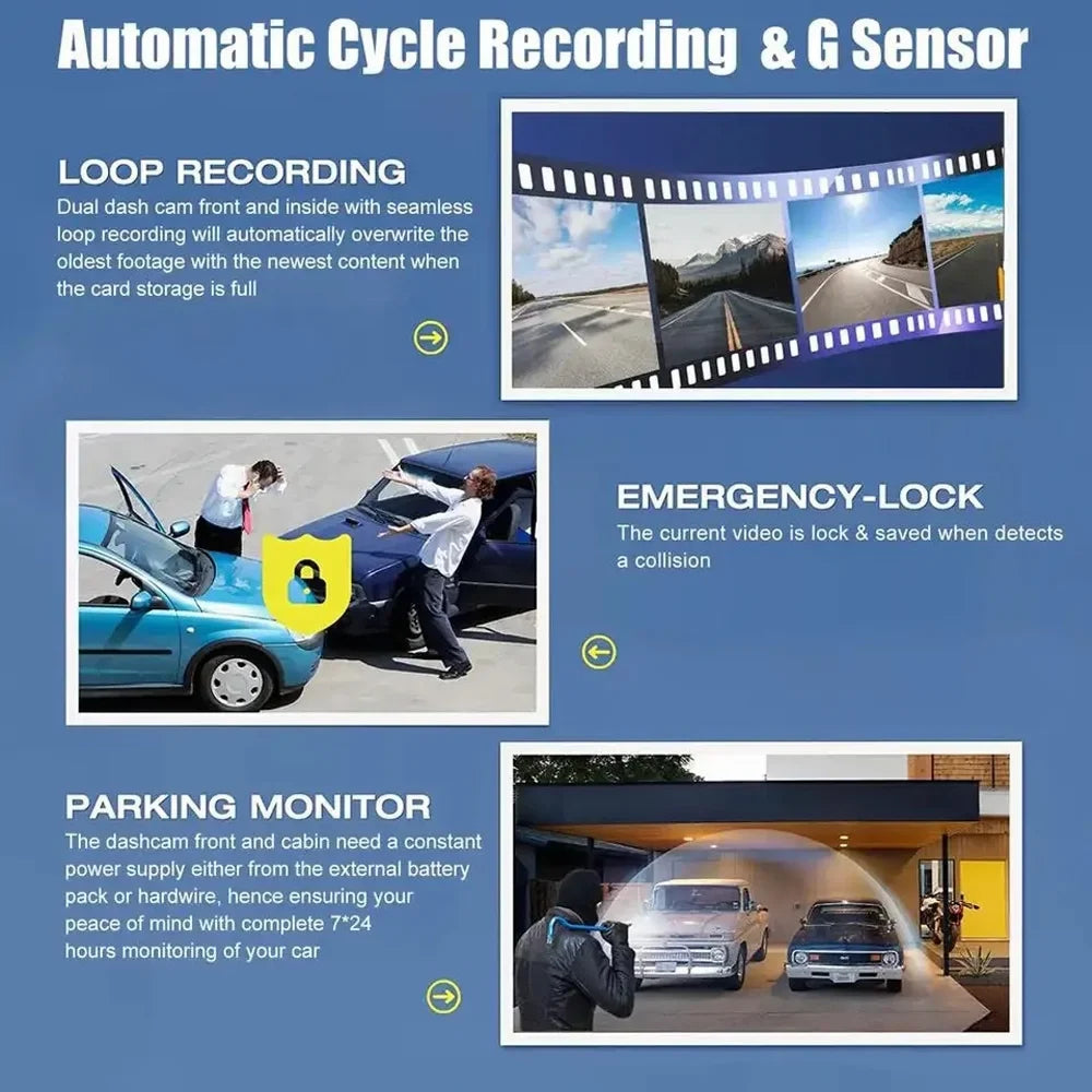 Recorder Interconnection Clear Video Car Recorder Rearview Wide Car Camera Mirror Car WIFI Dcenta Parking Cam Safety Angle Auto Dash Camcorder Driving Recording