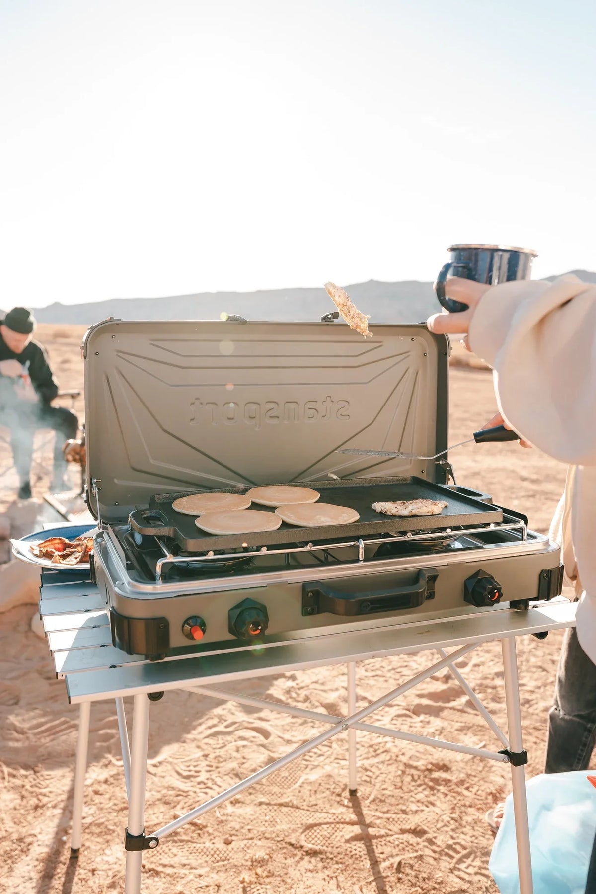 Stansport with Reversible Surface Griddle Pre-Seasoned Cast Iron Cooking