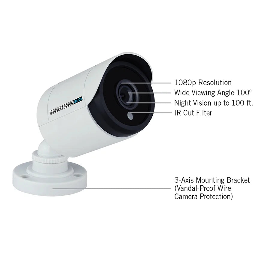 HDD 1 DVR 1080p 1080p 4 Cameras TB x 4 Channel with Night and Owl