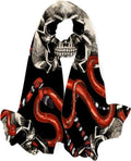 And Girls Lightweight Hyjoy for Long Scarf Silk Wrap Skulls Neck Scarves Shawl Snakes Red Women