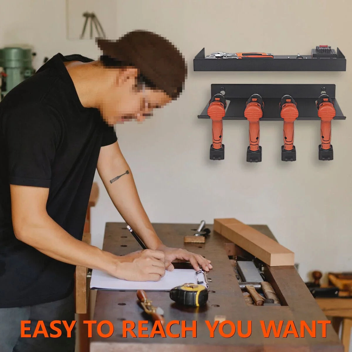 Power Holder Holds Drill Mount Organizer Tool | Box Garage Tool Drill 4 Rack,Wall Drills Storage Tool Cordless