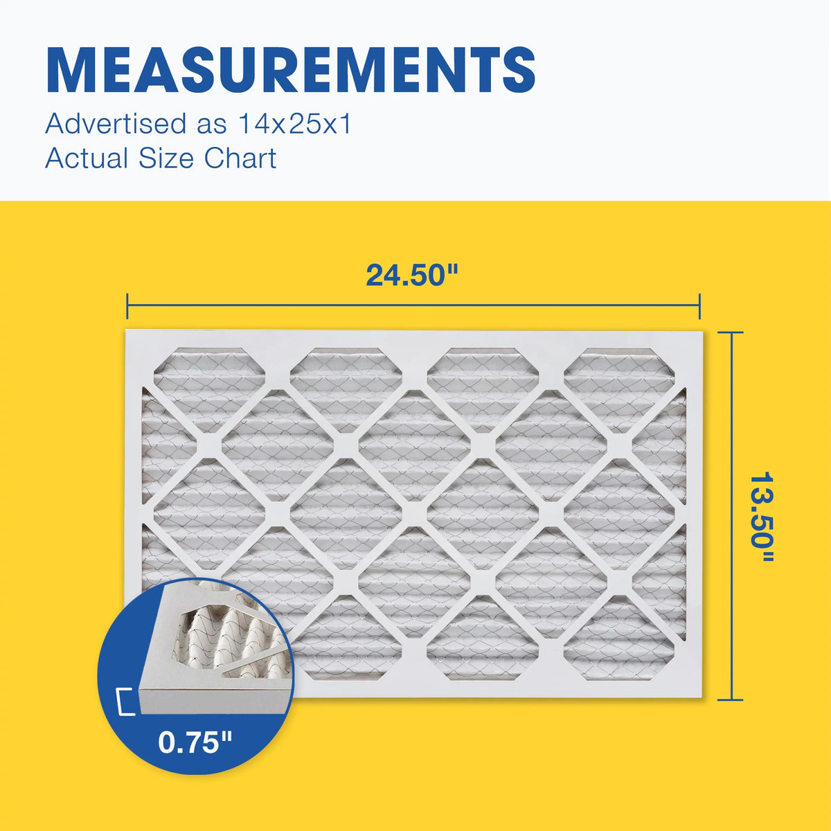 Air Air Filter, Pleated MERV AC 11 14x25x1 Aerostar 4 Filter, Pack Furnace