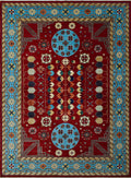 Aria Blue 9'11" Rug, 13'8" Roselyn x Red/Lt.