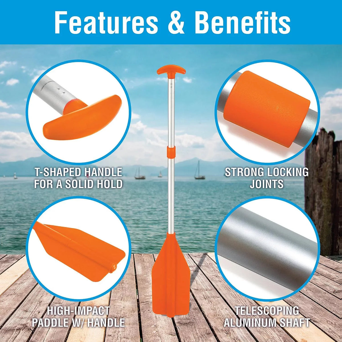 Paddle 71100 Seachoice Telescoping to 45" Orange 25"