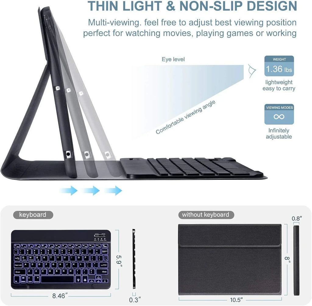 VOWUBO Detachable Case iPad (2017) Pro Air Keyboard 10.5" (2019), Magnetically Gen iPad 3rd for 10.5"