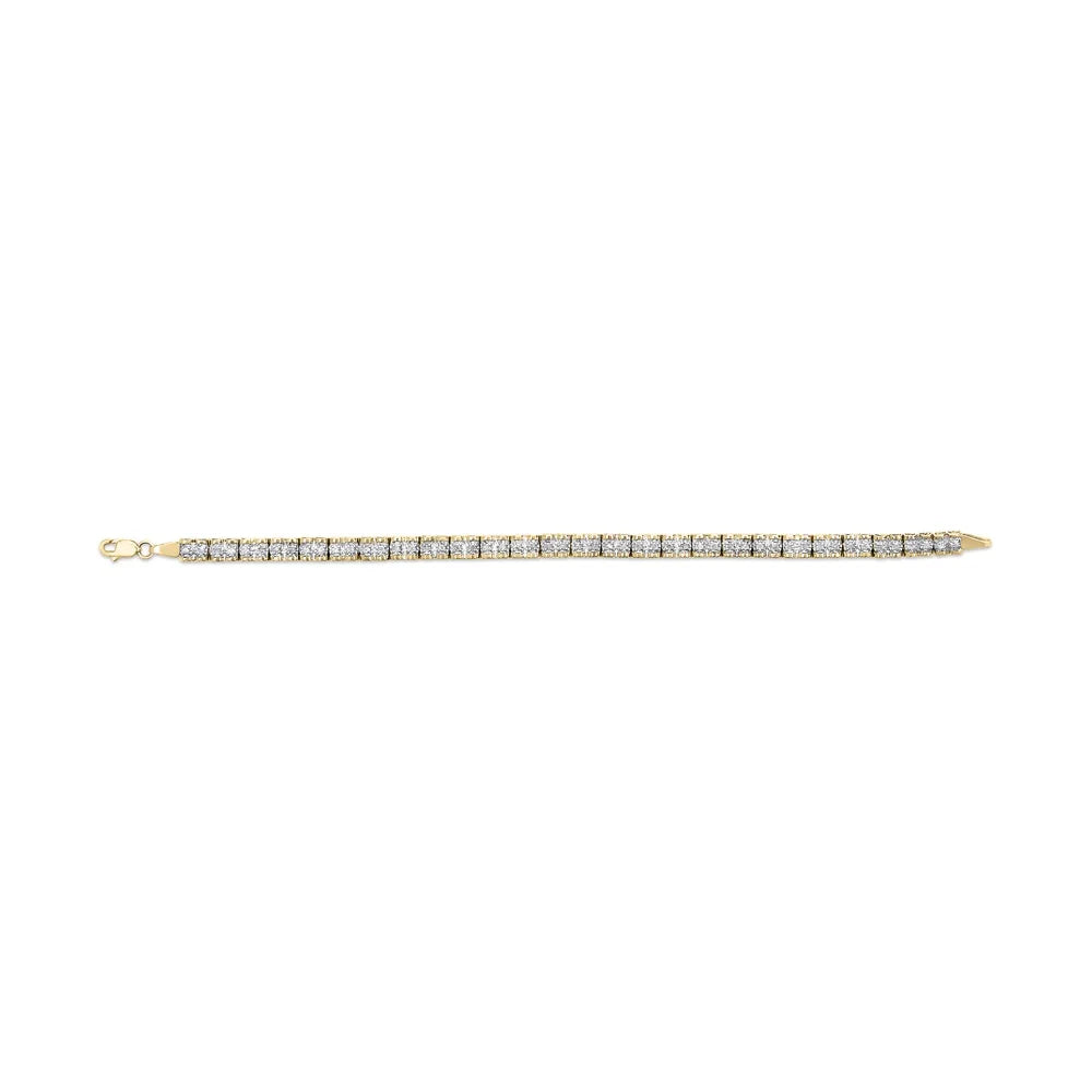 7" Womens (I-J Lobster Cut Diamond Yellow 10K Link Haus Gold Bracelet Size I3-Promo Cttw Prong Clarity) Claw - Brilliance Clasp Round of 1.00 Color,