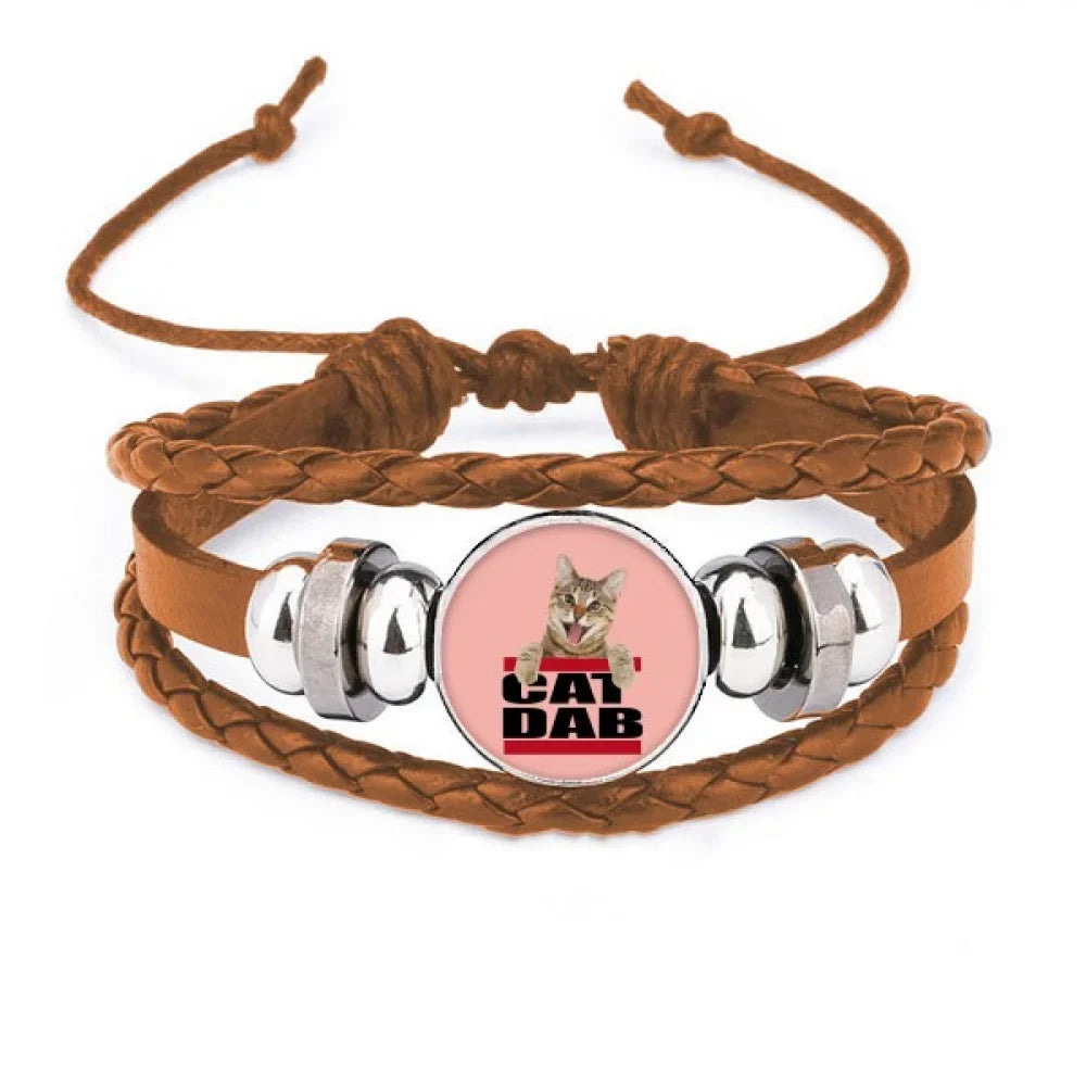 Fashion Shows Tap Leather Deco Art Ornament Bracelet Sport Jewelry Wristband Cat