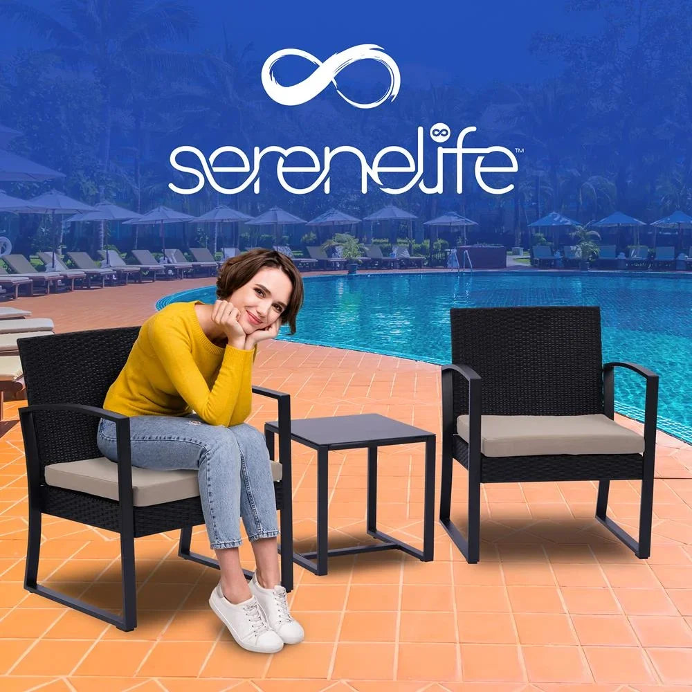 Single Pcs. Chairs Coffee SereneLife Furniture, Table, & Patio Set-Includes Outdoor Per 1 3 Brown 2