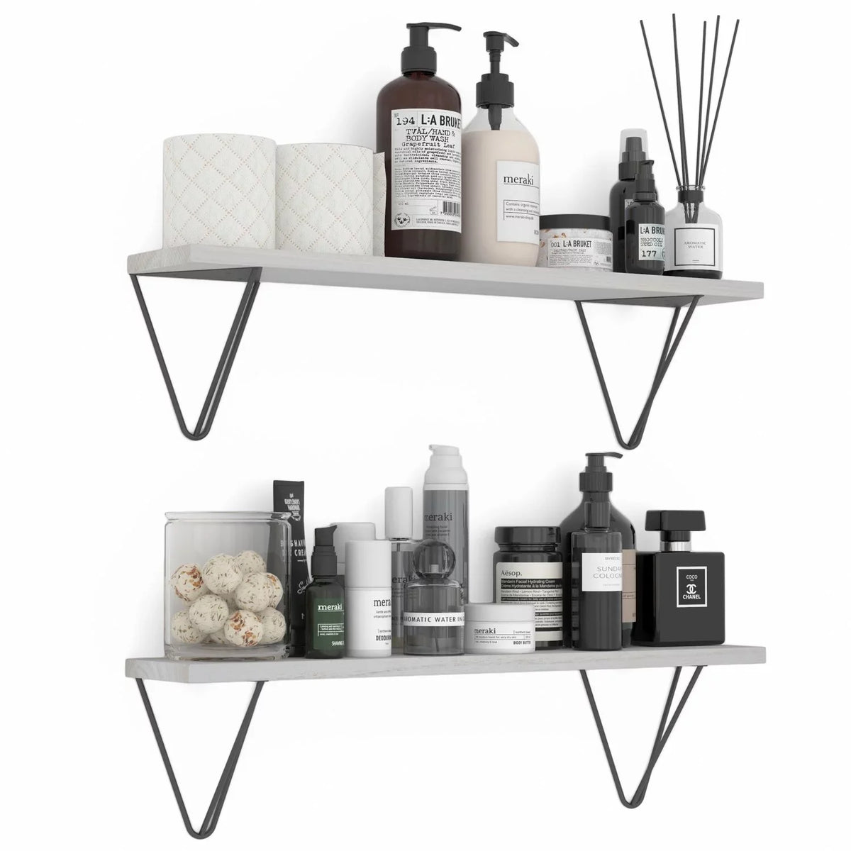 Shelf Storage of 2 Organizer Toilet Over Wallniture Shelves, Floating Room 24" Set Colmar White, The Laundry Wall Bathroom