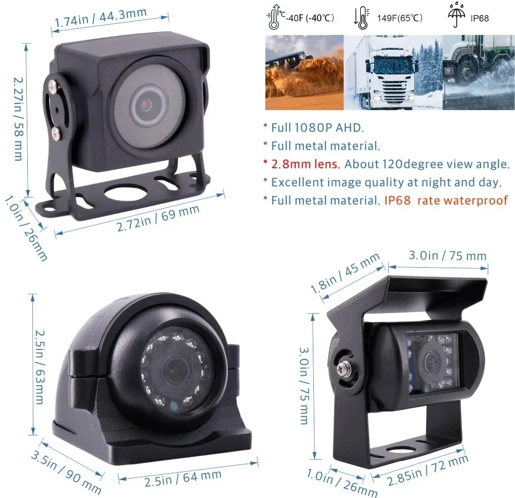 Channel inches View Vehicle Video Camera Front DVR Mobile 4 Car Screen 2.0MP AHD MDVR JOINLGO with 1080P Vision Night Recorder Side Kit Waterproof H.264 10 Rear Car