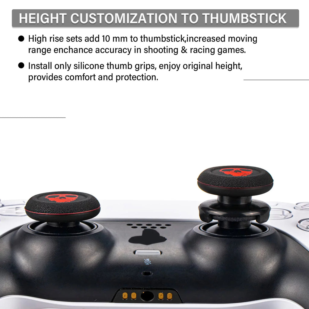 Rubber Printing Silicone PS5 for Thumbstick & & Playrealm Cover Sets Dualsenese (Ghost Controller Extender 2 FPS Red) Grip PS4