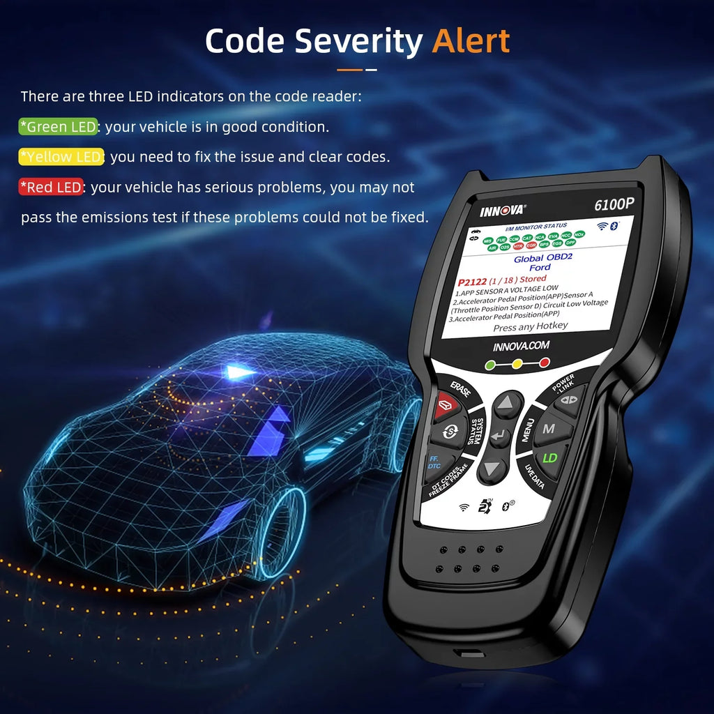 Tool Analyzer Truck Reset Innova SUV Auto Scan Automotive All OBDII Test OBD2 Diagnostic Hybrid OBD2 Car for Car 6100P Scanner Battery Oil Reader Code Scanner SRS ABS Automotive Light Scanner Engine