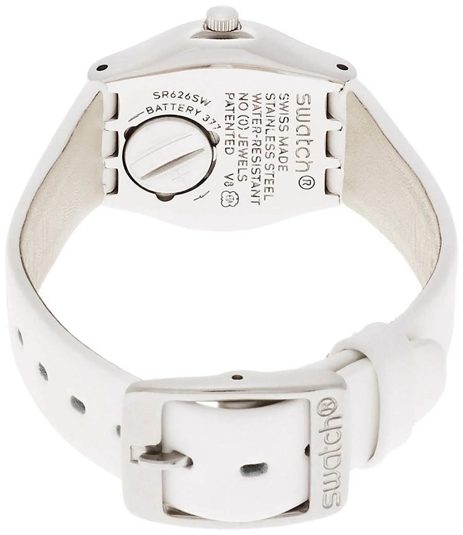 Tone Women's Leather Strap White YSS296 Watch Silver Swatch Dial