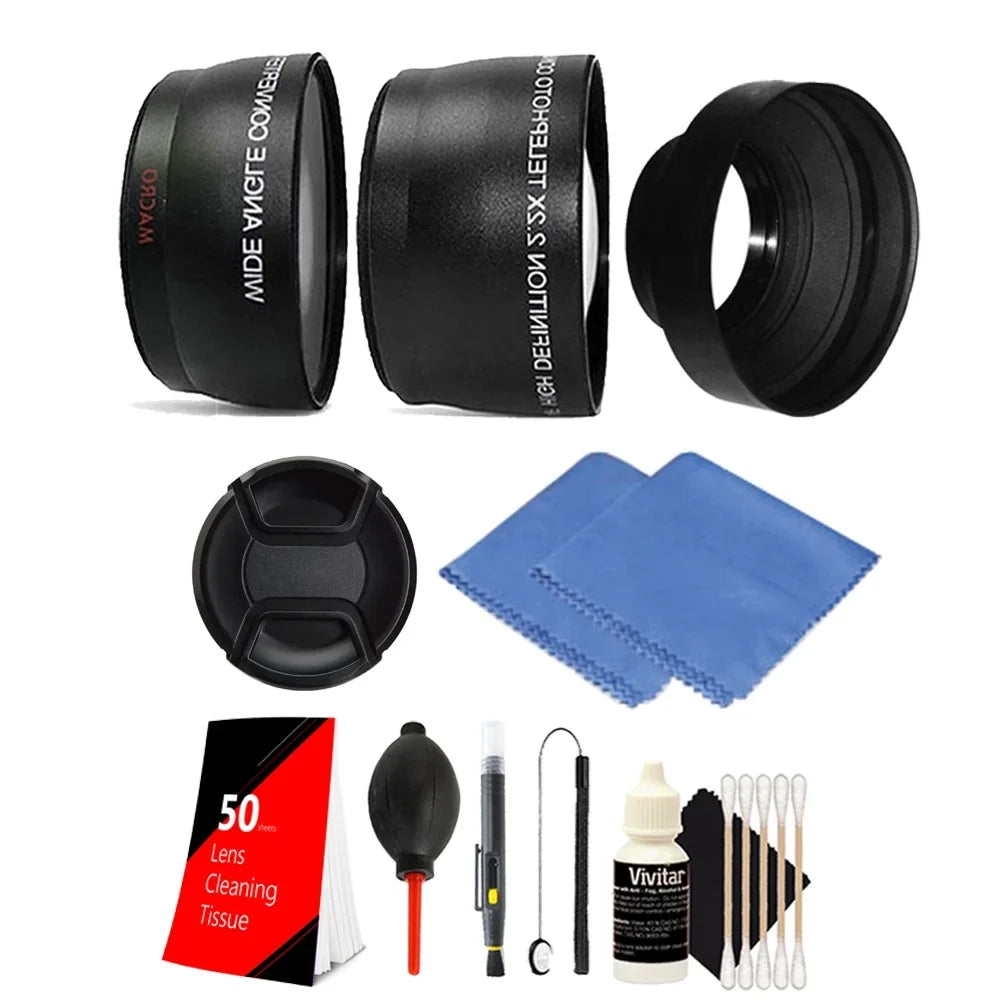Wide Kit Angle D5300 D5100 for D3300 Telephoto Hood D5200 D3200 Lens + Nikon & Rubber D3100 D5500 Fisheye Accessory 52mm