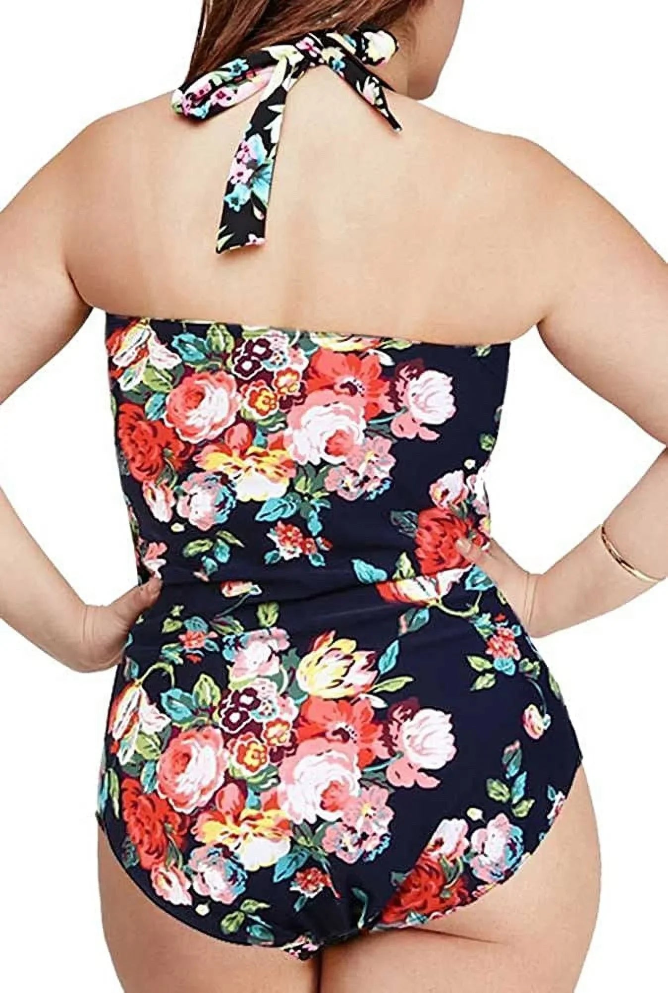 Women's Bathing Control Halter Vintage One QZUnique Size Tummy Swimwear Suit Monokini Swimsuit Piece Plus Ruched