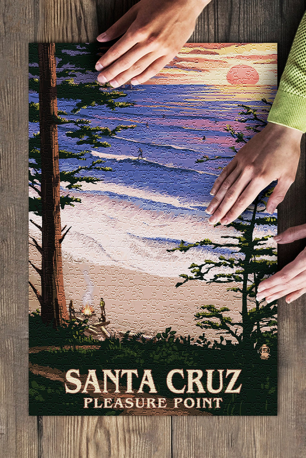 Cruz, for Piece Surfers Pleasure and Premium inches, Sunset Made Point 500 USA) Puzzle in California, (19x27 Jigsaw Adults Santa and Family,