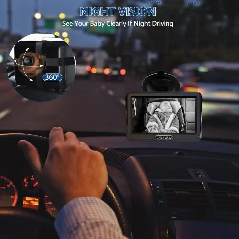 Function,5 View & Silicone 150&deg; Rotation Mins Vision Car Car Kit,With Baby 1080P A Baby with Mirror Night Cute Camera,360&deg; Case Easy Travel to VASTEND Wide Install Safety