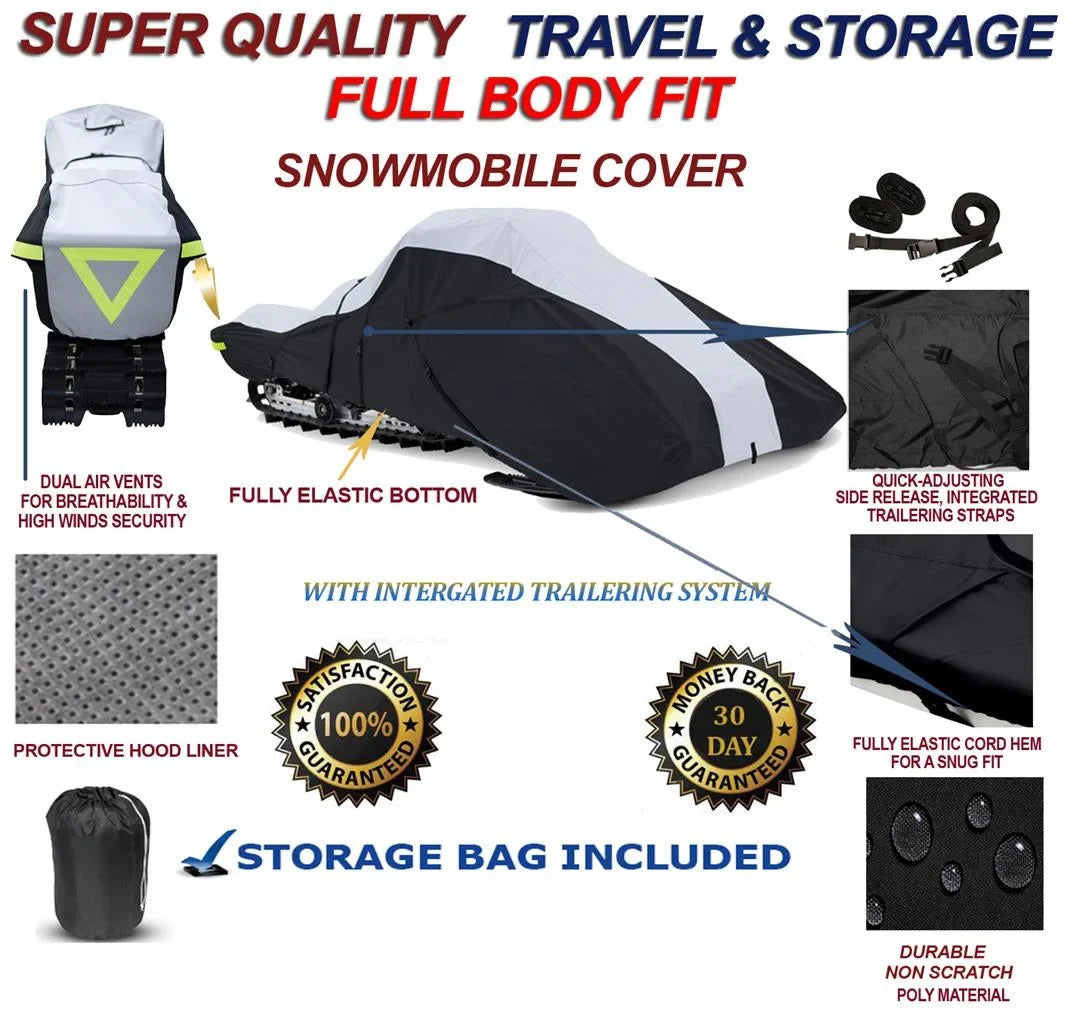 Fit SnoPro Arctic Snowmachine Model Snowmobile Cover the Full Cat Compatible Travel M1000 600 Denier for 2007-2009 153 Sled. and Storage