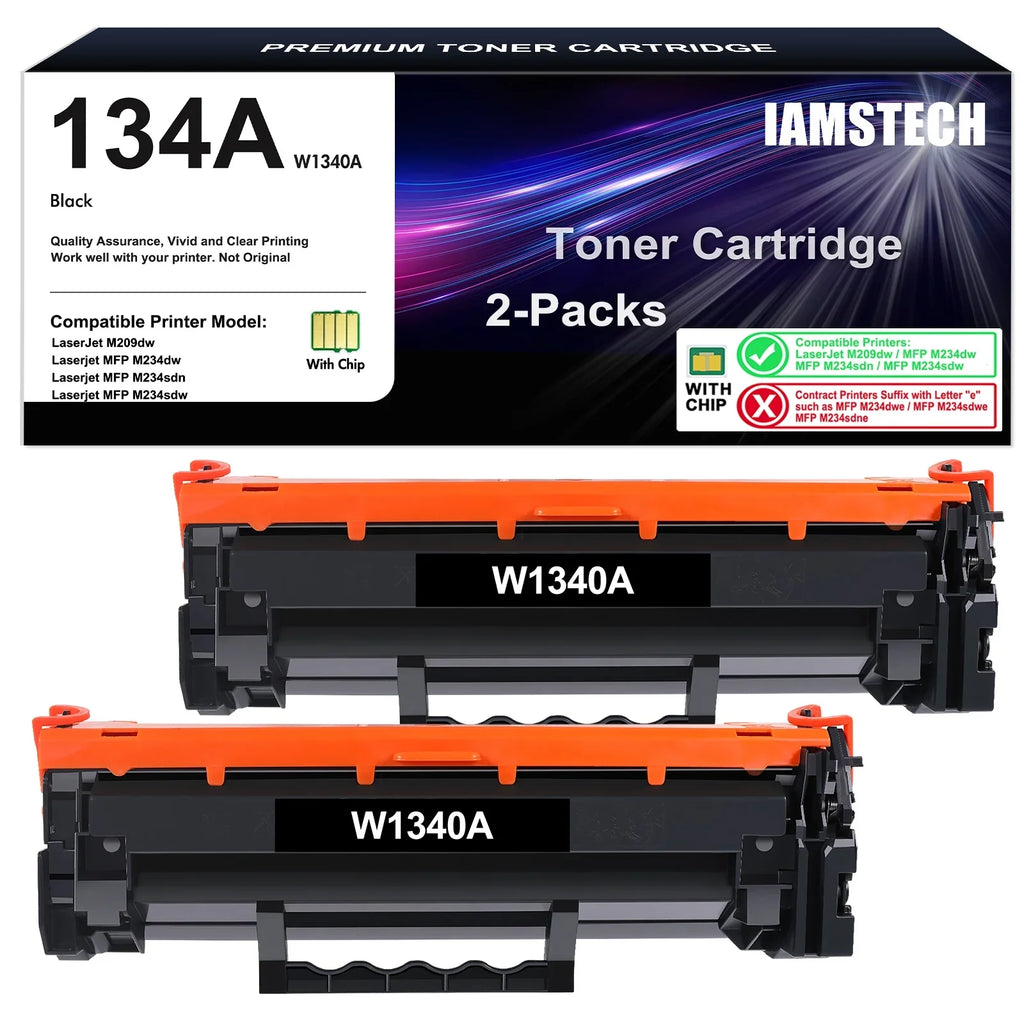 134A Compatible Toner Toner 2-Pack) for 134X for (Black, HP (with Chip) Cartridge W1340A M234sdw 134A M234sdn M234dw MFP W1340X HP Printer M209dw LaserJet 134X Ink