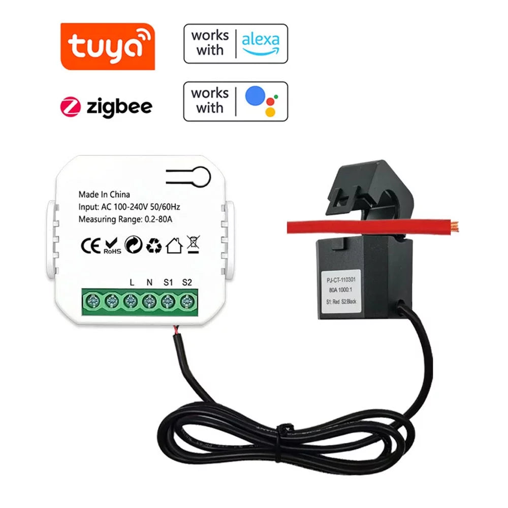 Clamp Power Statistics Monitor Dazzduo KWh Compatible Electric meter,Statistics Power 80A Monitor Power 80A KWh KWh Monitor Voice Clamp Compatible Statistics Meter Meter Clamp