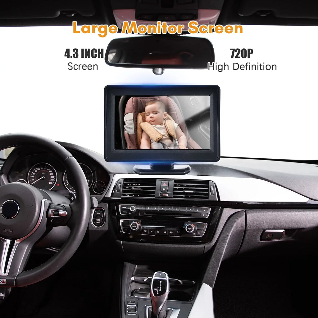Mirror Night Installation Easy Car Camera Baby View 150° Wide Camera Facing Rear 4.3 Inch 720P for Seat Display Car moobody Monitor Monitor Seat Car Mirror Vision Baby Baby