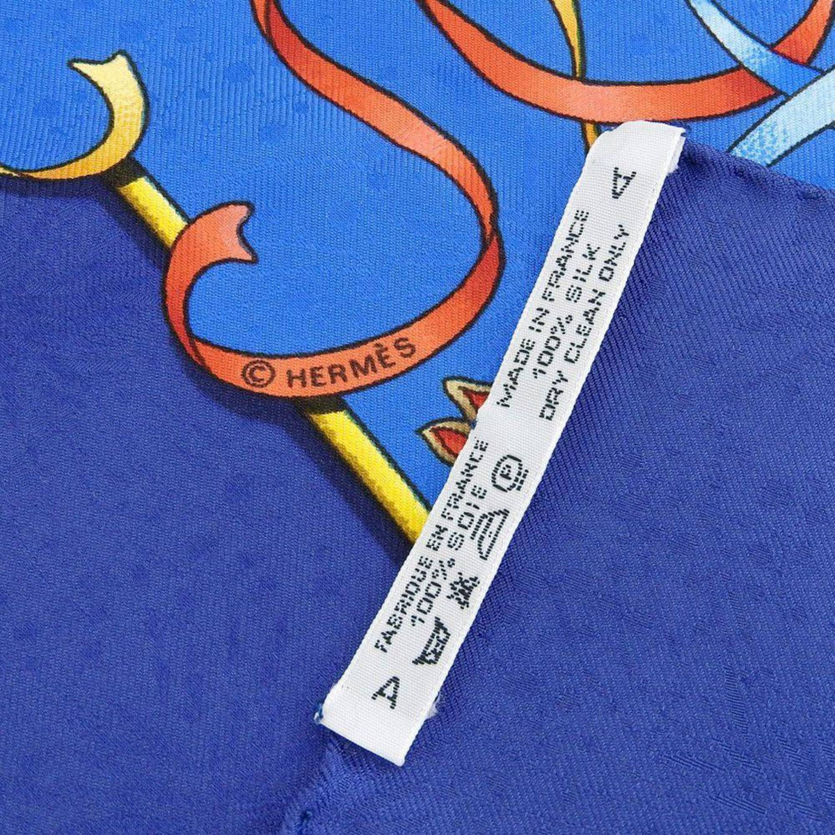 HERMES Scarf Horse Muffler Silk Pre-Owned PARK Carousel KARE90 Amusement LUNA (Good) Park Blue