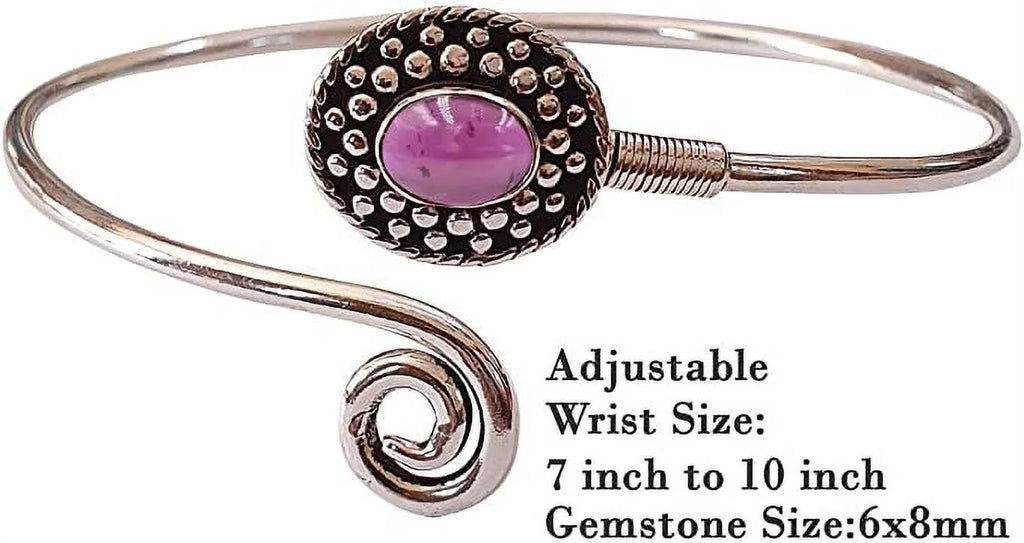Modern Red Garnet Cuff Designer Tribal Silver Natural Bracelet For Fashion Boho Design Women, Handmade Jewelry Real Party Gemstone Bohemian Bracelet, Plated