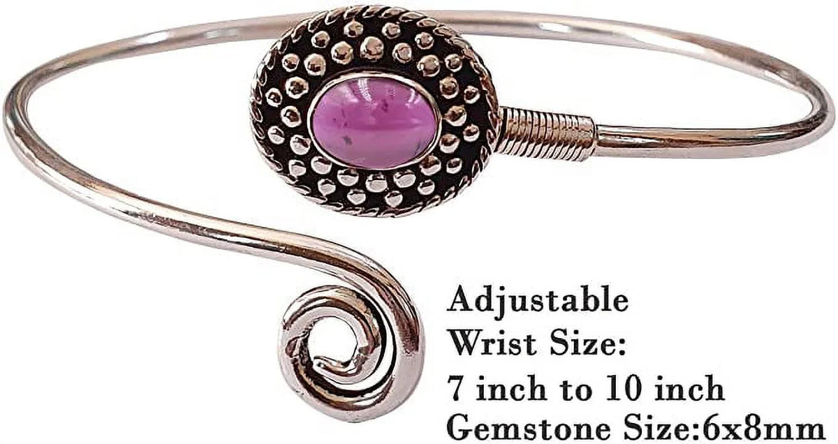 Modern Red Garnet Cuff Designer Tribal Silver Natural Bracelet For Fashion Boho Design Women, Handmade Jewelry Real Party Gemstone Bohemian Bracelet, Plated