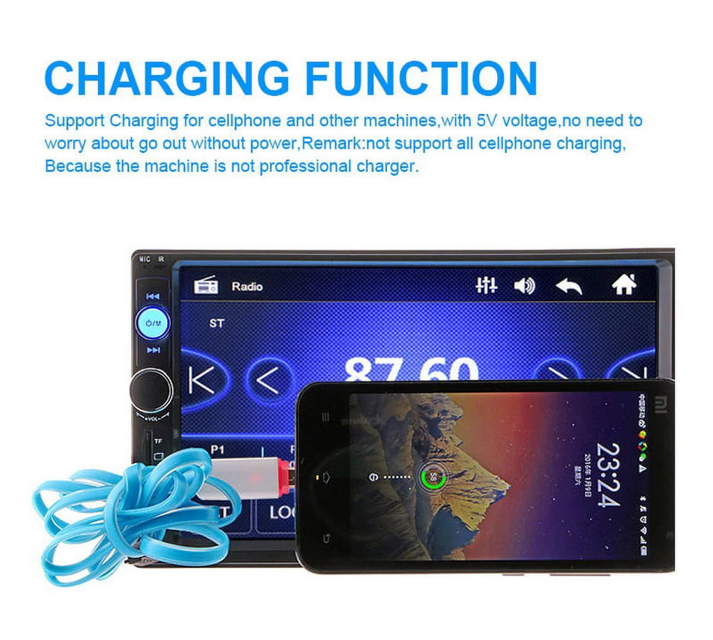 Double Audio 7-inch Multimedia Player Polarlander USB Car MP5/4/3 Screen Car SD with radio Touch Mirror Stereo AUX HD Car Bluetooth Din Link Function FM