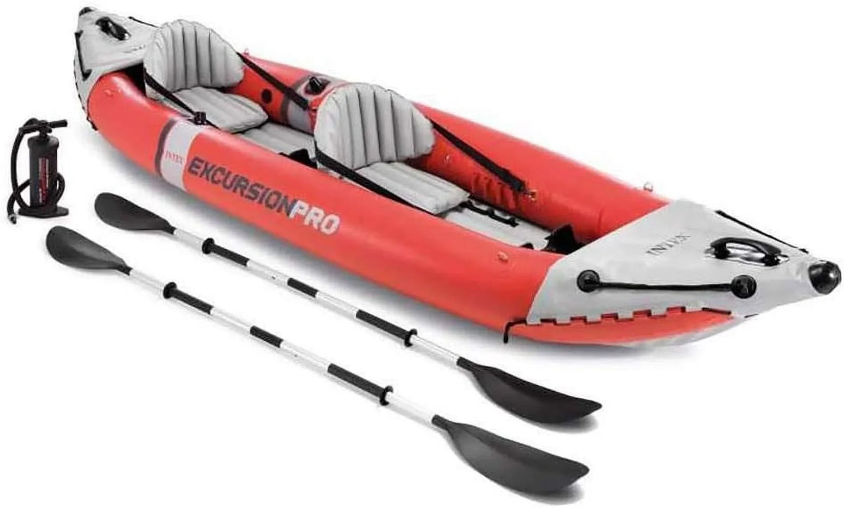 Kayak Includes Excursion and Adjustable 86in Handles Pro Paddles – Grab Inflatable – Series: Kayak Bucket PVC Rod High-Output Deluxe – Holders Fishing INTEX – SuperTough Seat Pump