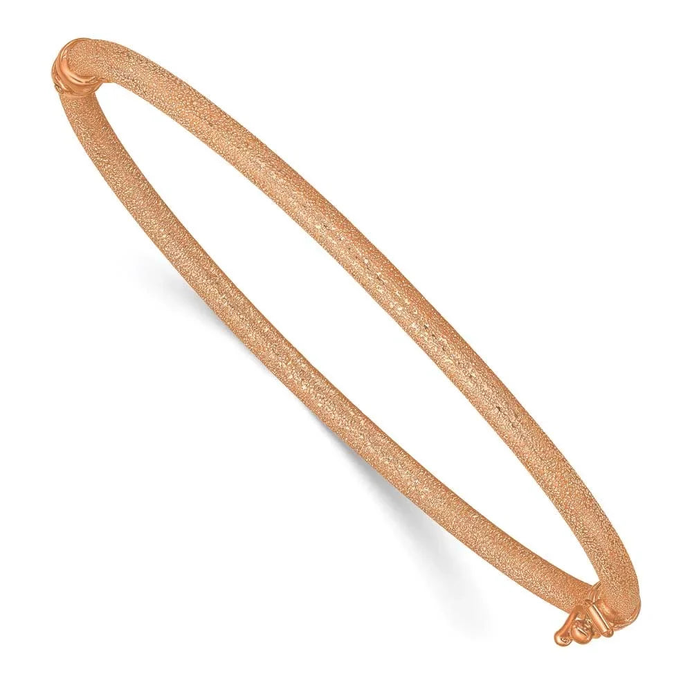 Gold Textured Hinged 14K Bangle Rose