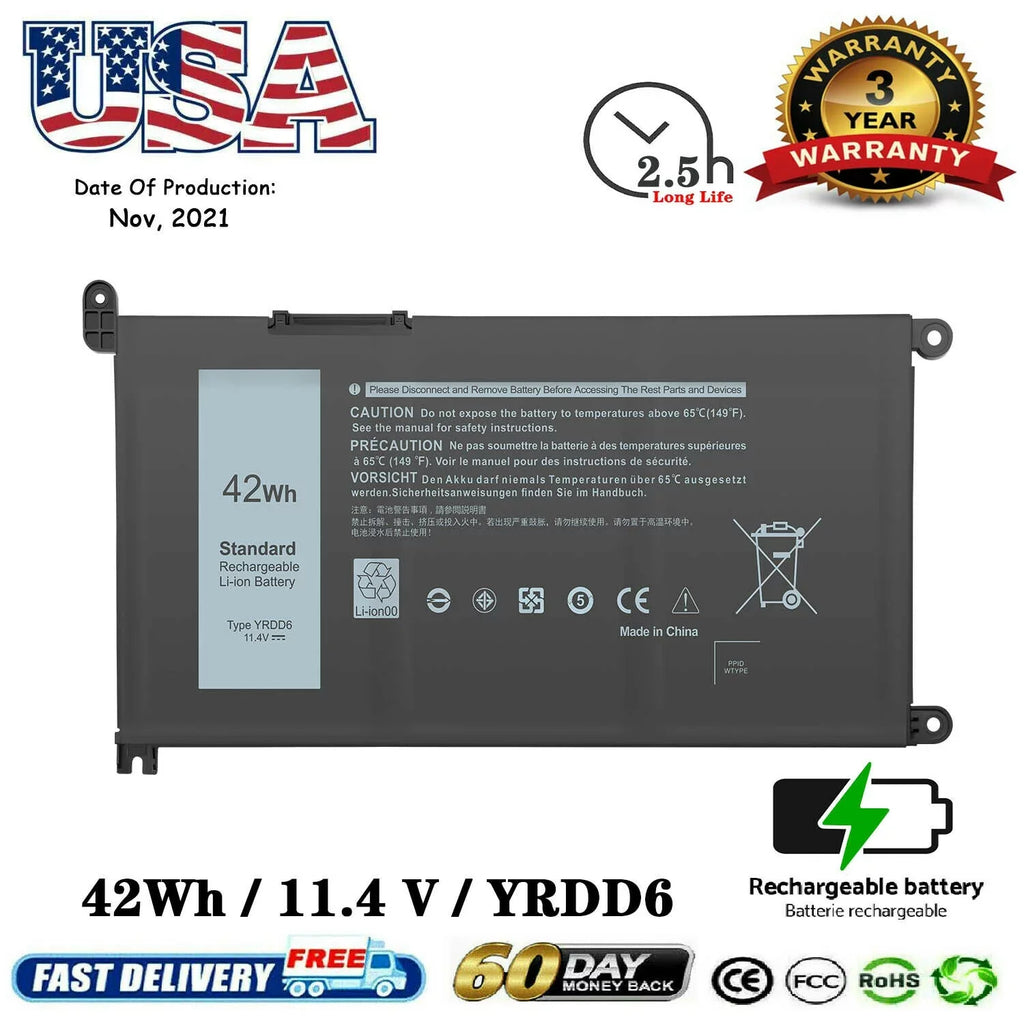 5000 series FAST Dell 2-in-1 VM732 Inspiron YRDD6 Type For 5480 5482 Battery 14
