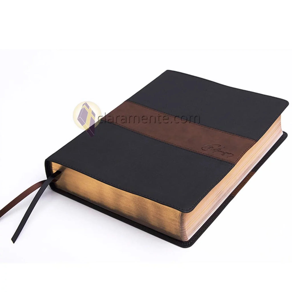 Biblia 1960 símil Spurgeon, negro/marrón estudio piel de RVR (Hardcover)