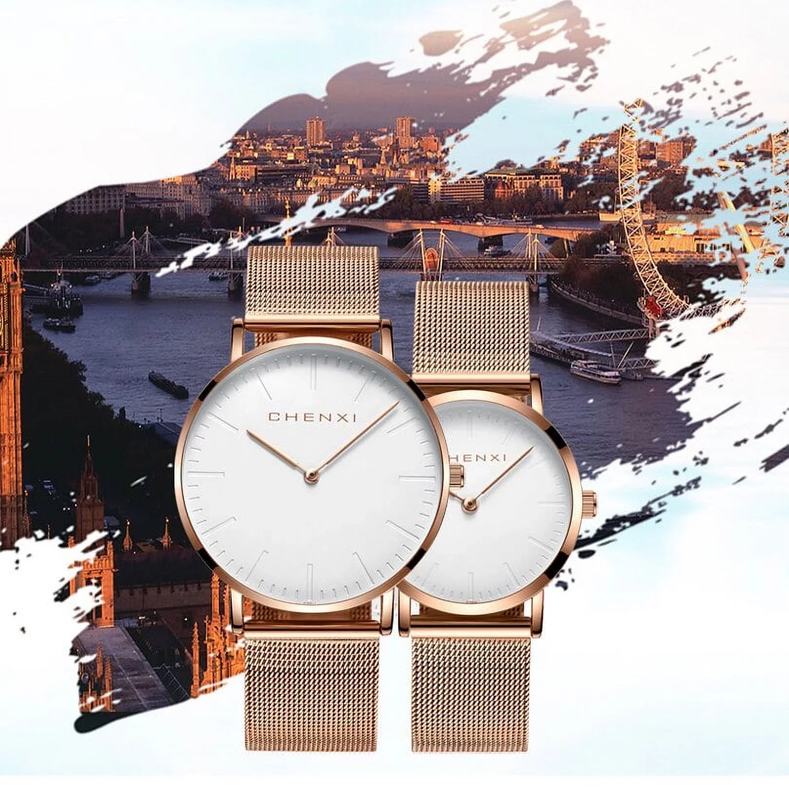 Top Lover Woman Dress Luxury Brand thin Rose Elegant Waterproof Men Watches Watch Ladies Quartz CHENXI Watch Fashion Ultra gold