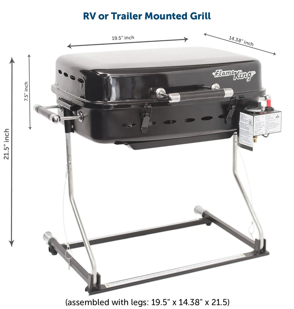 Flame YSNHT400 Mounted Motorhome System, Black, with Bracket Grill King RV/Trailer Gas Grill BBQ