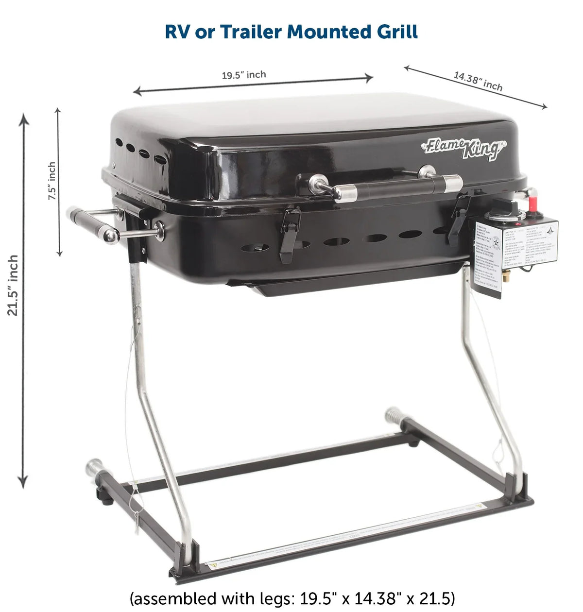 Flame YSNHT400 Mounted Motorhome System, Black, with Bracket Grill King RV/Trailer Gas Grill BBQ
