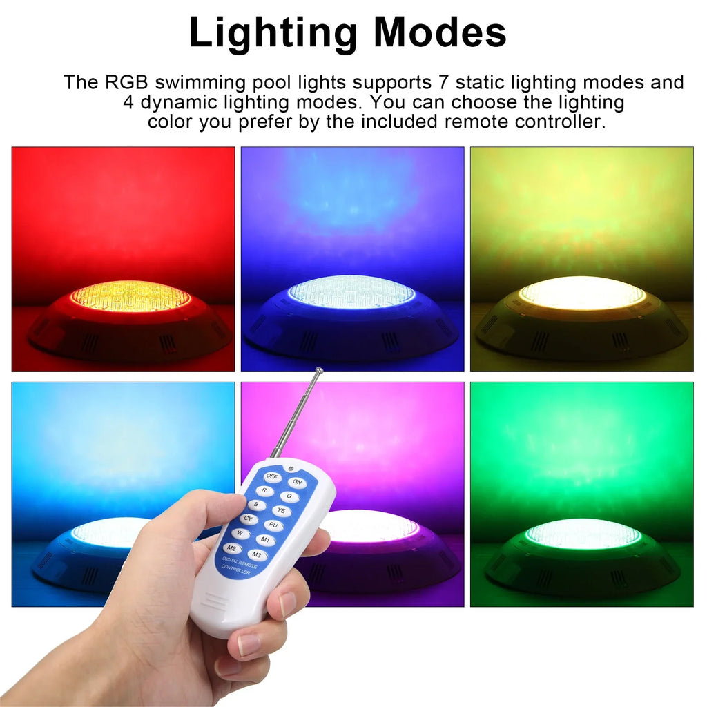 RGB LED Pool IP68 with Swimming Light Remote Waterproof AC12V Pool Changing Control Color 7 45W Underwater Lights Lamp