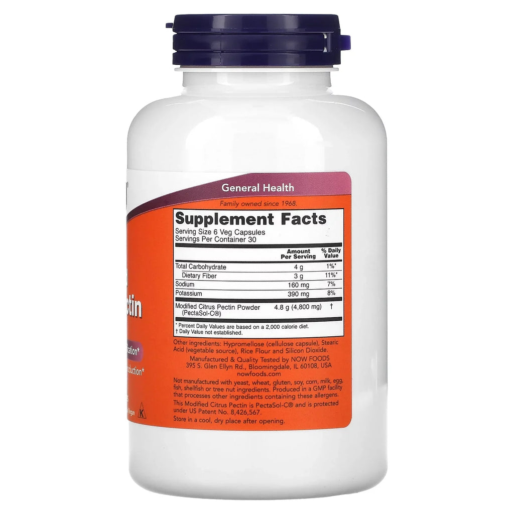 180 Pectin, NOW Citrus Veg Modified mg, Foods Capsules 800