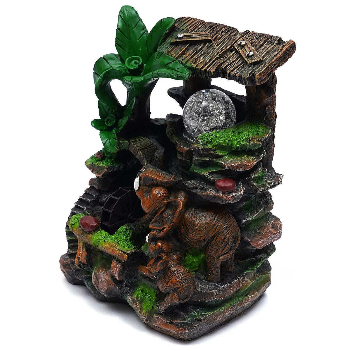 Rockery Feng Home Waterfall Resin Ball Rolling LED Water Shui Decor Tabletop Tabletop Water with Fountain Fengshui Fountain Light LED Indoor Fountain Waterfall
